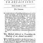 Image of Lower R. The method observed in transfusing the bloud [blood] out of one animal into another, 1666. - 1 of 1